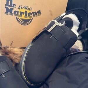Dr. Martens Black Loafers with Buckle Detail